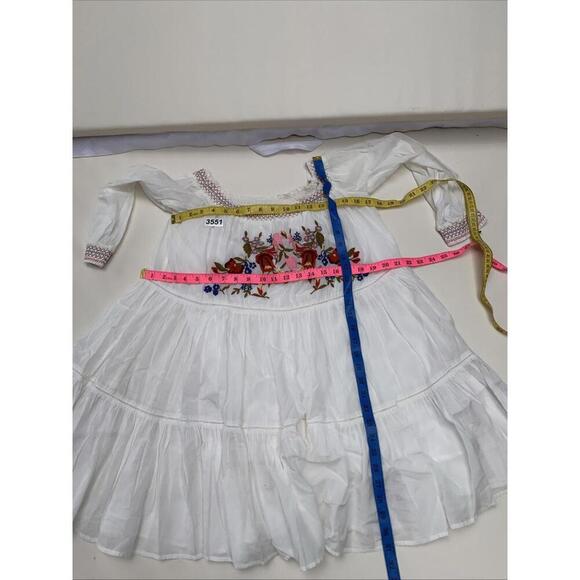 Free People Sunbeams White Dress M Off The Shoulder Mini Floral Embroidery - Picture 10 of 10